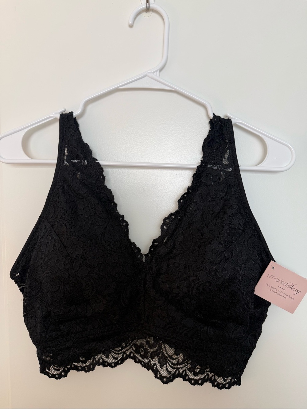 NWOT Smart & Sexy Black Lace Bra XXL Padded Underwire Full Coverage Lingerie